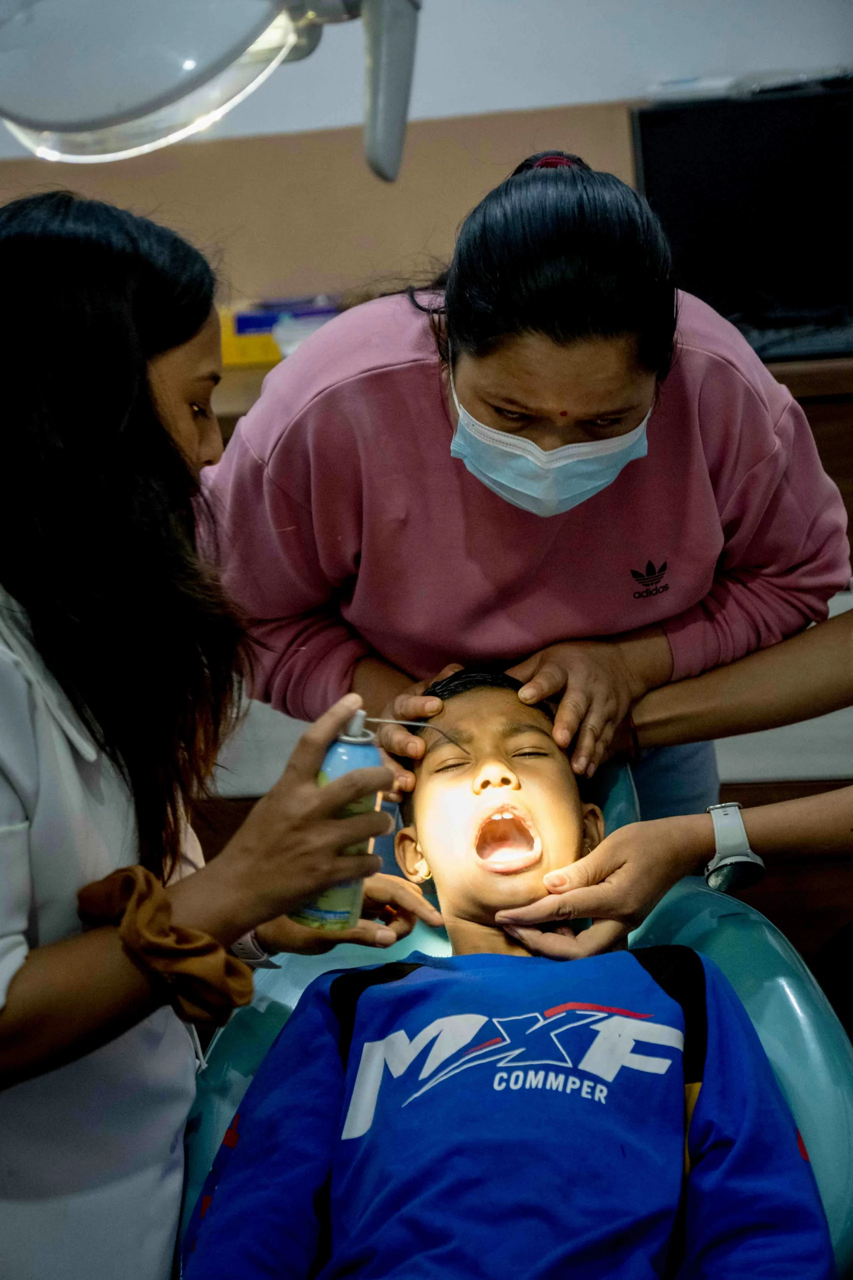 A patient during his dental emergency exam.